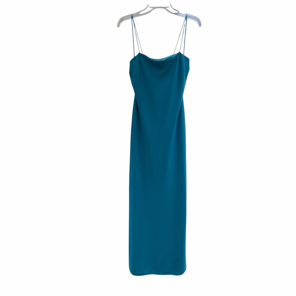Alice + Olivia Teal Slip-Style Maxi Dress with Double Spaghetti Straps